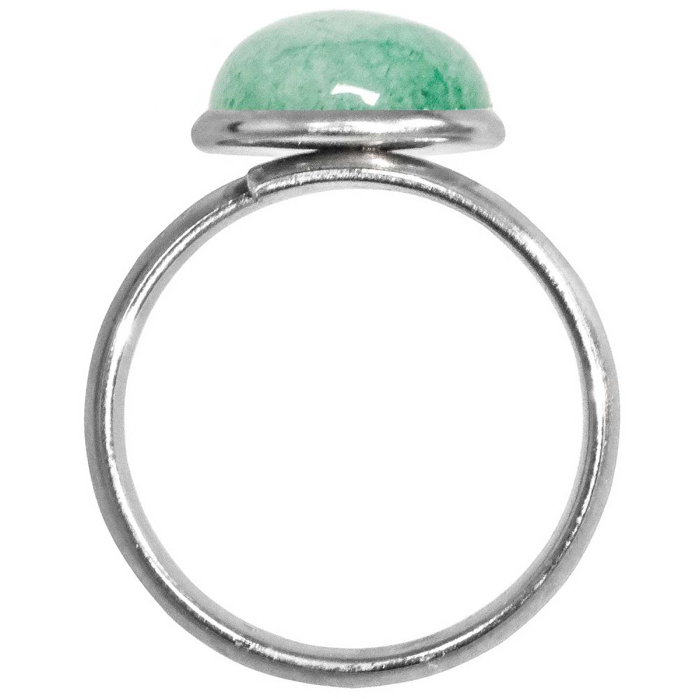 Bague En Métal Argenté Avec Pierre Œil De Chat Verte Aventurine - Taille 51 - Neuf