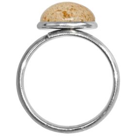 Bague argentée avec cabochon rond en jaspe paysage