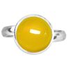 Bague argentée avec cabochon rond en agate jaune