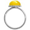 Bague argentée avec cabochon rond en agate jaune