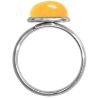Bague argentée avec cabochon rond en jade teinté jaune