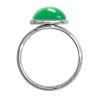 Bague argentée avec cabochon rond en onyx vert