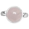 Bague argentée avec cabochon rond en quartz rose