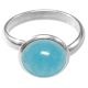 Bague argentée avec cabochon rond en jade teinté bleu