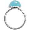 Bague argentée avec cabochon rond en jade teinté bleu