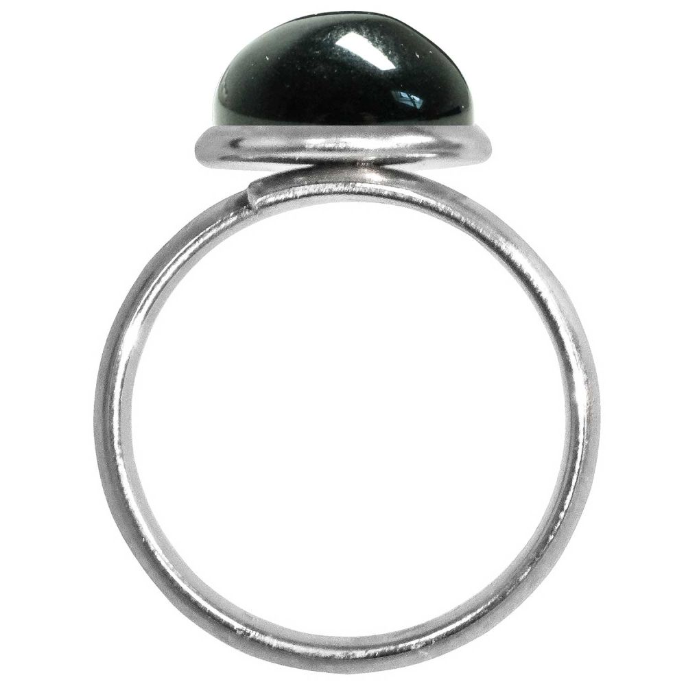 Bague En Argent Massif Avec Cabochon Noir - Taille 58 - Occasion - Style épuré Et élégant