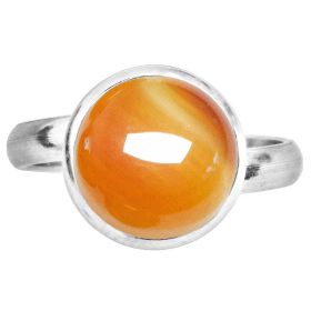 Bague argentée avec cabochon rond en cormaline