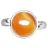 Bague argentée avec cabochon rond en cormaline