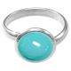 Bague argentée avec cabochon rond en howlite teintée bleu