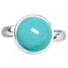 Bague argentée avec cabochon rond en howlite teintée bleu