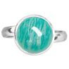 Bague argentée avec cabochon rond en amazonite