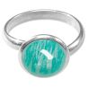 Bague argentée avec cabochon rond en amazonite
