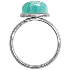 Bague argentée avec cabochon rond en amazonite