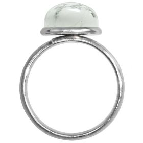 Bague argentée avec cabochon rond en howlite