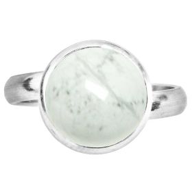 Bague argentée avec cabochon rond en howlite