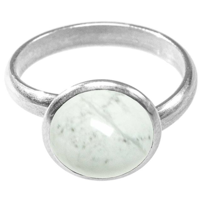 Bague argentée avec cabochon rond en howlite