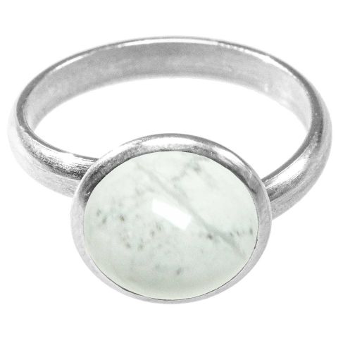 Bague argentée avec cabochon rond en howlite