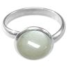 Bague argentée avec cabochon rond en pierre de lune blanche