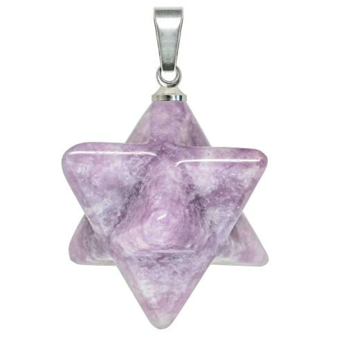Pendentif étoile merkaba en jade lilas
