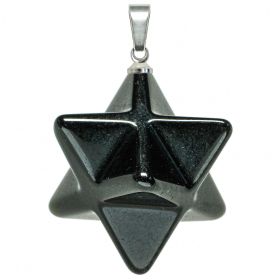Pendentif étoile merkaba en obsidienne
