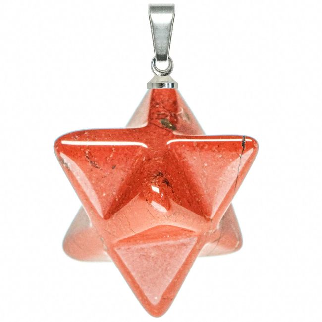Pendentif étoile merkaba en jaspe rouge