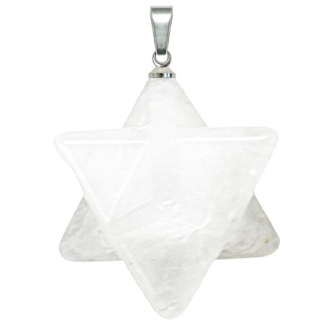 Pendentif étoile merkaba en jade blanc