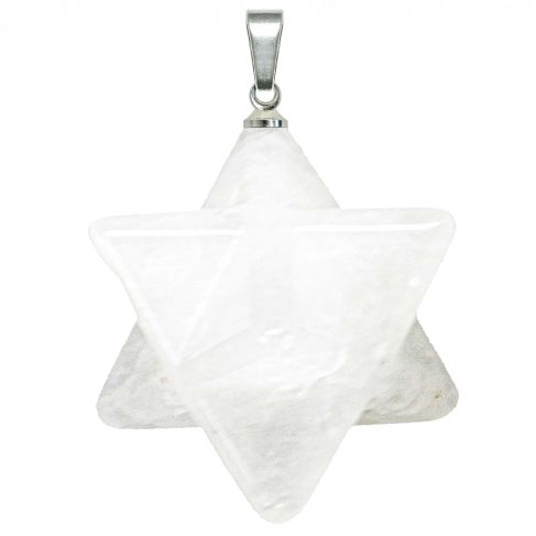 Pendentif étoile merkaba en jade blanc