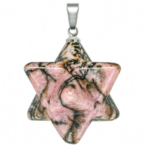 Pendentif étoile merkaba en rhodonite