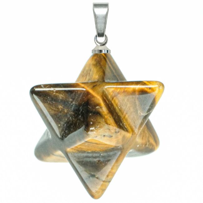 Pendentif étoile merkaba en oeil de tigre