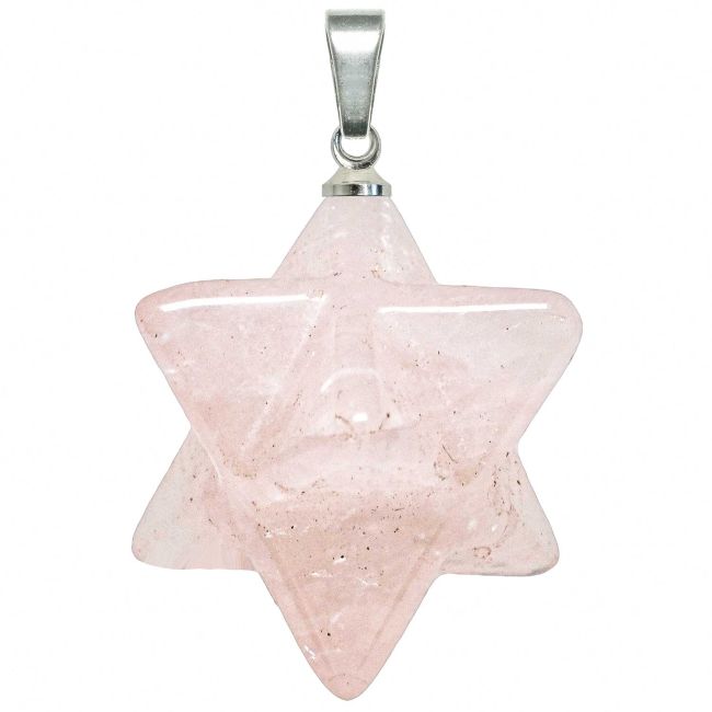Pendentif étoile merkaba en quartz rose