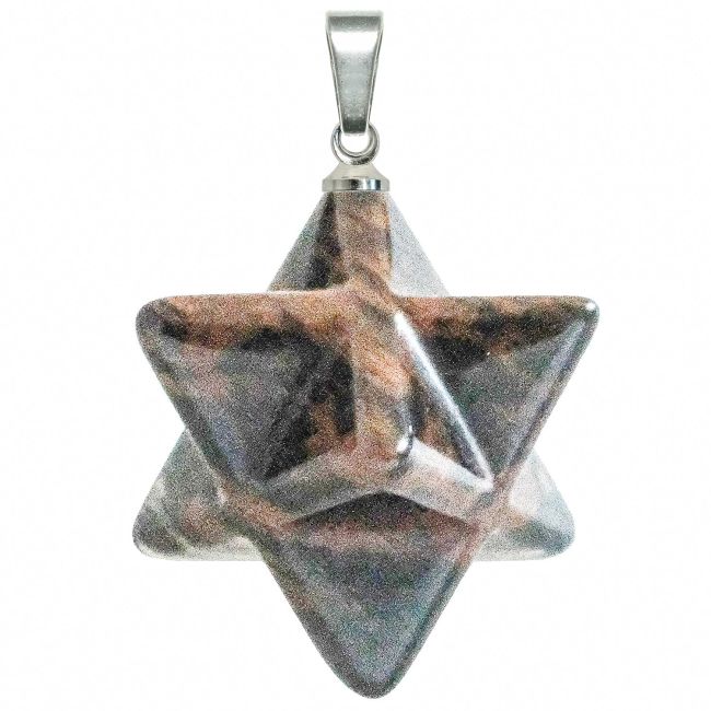 Pendentif étoile merkaba en obsidienne acajou