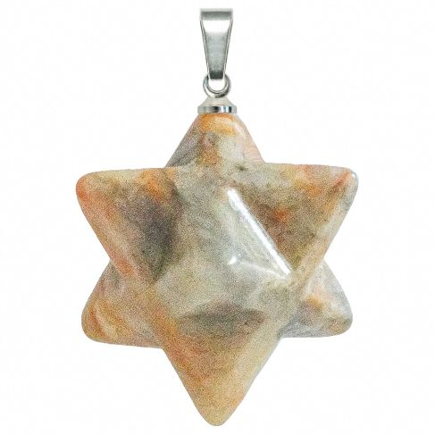 Pendentif étoile merkaba en agate crazy lace