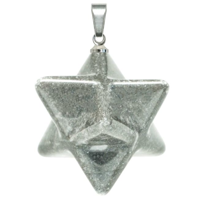 Pendentif étoile merkaba en jaspe gris