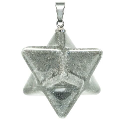 Pendentif étoile merkaba en jaspe gris