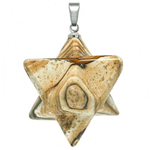 Pendentif étoile merkaba en jaspe paysage