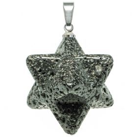 Pendentif étoile merkaba en pierre de lave