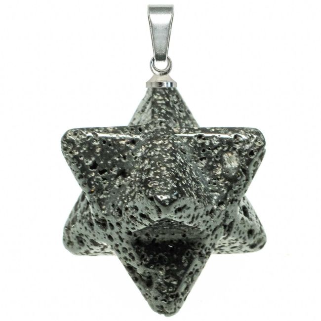 Pendentif étoile merkaba en pierre de lave