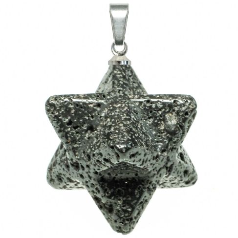 Pendentif étoile merkaba en pierre de lave