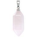 Pendentif petite pointe biterminée en quartz rose