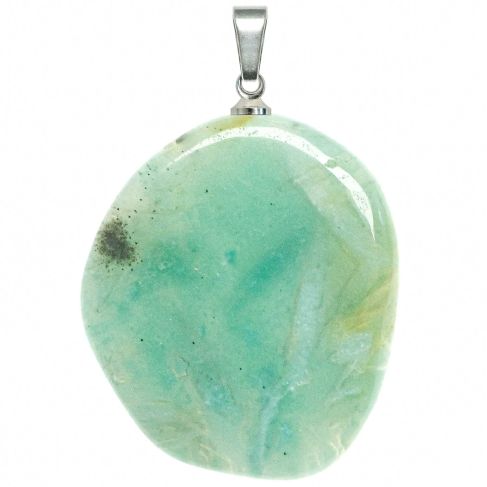 Pendentif galet plat en amazonite