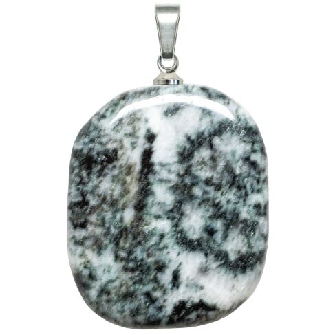 Pendentif galet plat en diorite orbiculaire