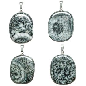 Pendentif galet plat en diorite orbiculaire