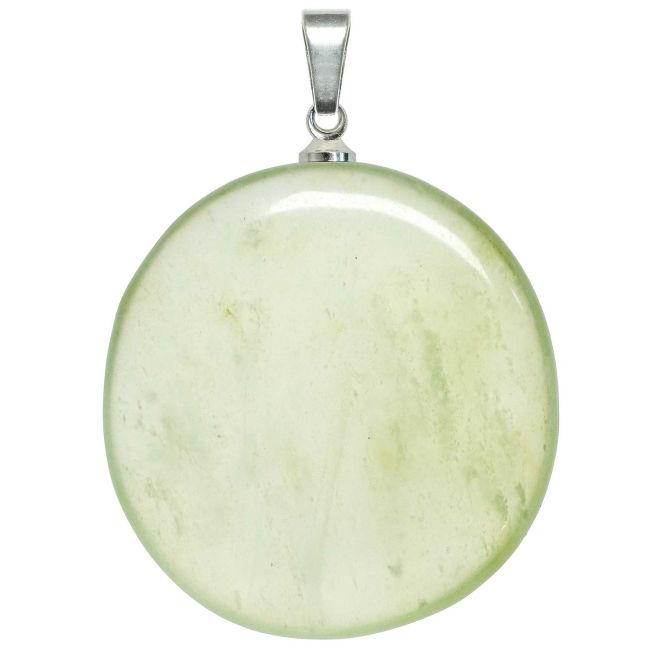 Pendentif galet plat en jade vert