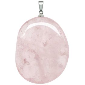 Pendentif galet plat en quartz rose