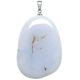 Pendentif galet plat en calcédoine bleue