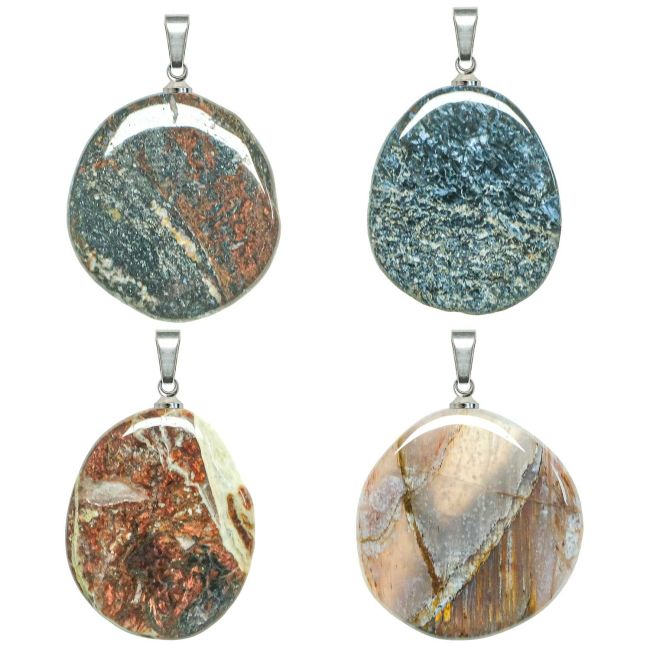 Pendentif Galet Plat En Pierre Chiastolite - Marque Naturosphère - Neuf Avec Étiquette