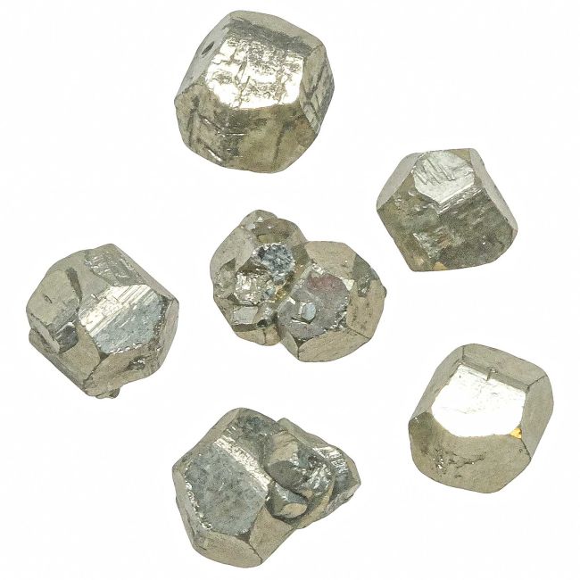 Pierres brutes pyrite octaèdrique - 1 cm - Lot de 6