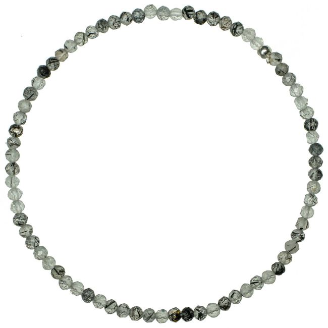 Bracelet en quartz tourmaline - Perles facetées ultra mini