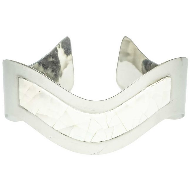 Bracelet bangle avec nacre blanche