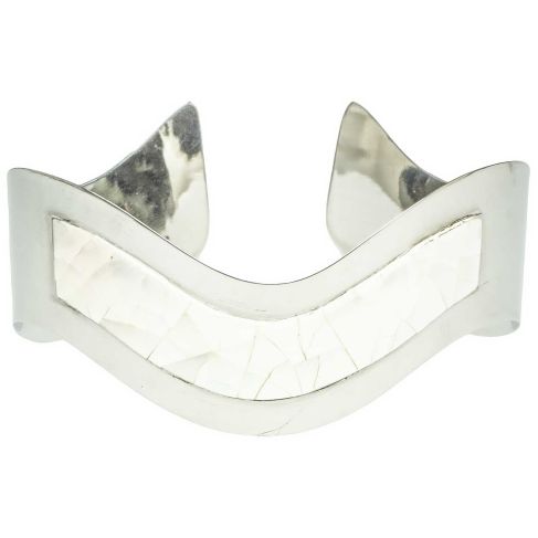 Bracelet bangle avec nacre blanche